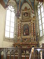 Altar-Saint Thegonnec-Beinhaus(ossuaire-1676-1682-Baumeister Jean le Bescond)- zweistöckiger Renaissancebau mit korinthischen Halbsäulen