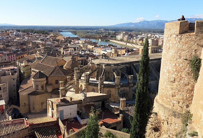 File:489 La catedral i l'Ebre des de la Suda (Tortosa), en primer terme la torre de Túbal.JPG