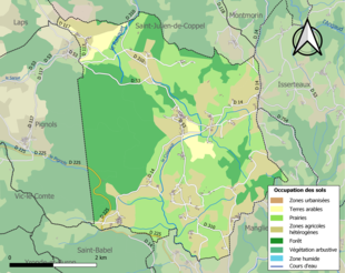 Barevná mapa znázorňující využití půdy.