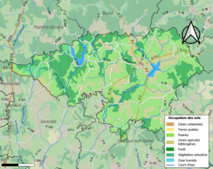 Barevná mapa znázorňující využití půdy.