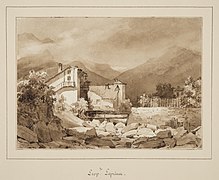 Paysage montagneux au pont (1825).