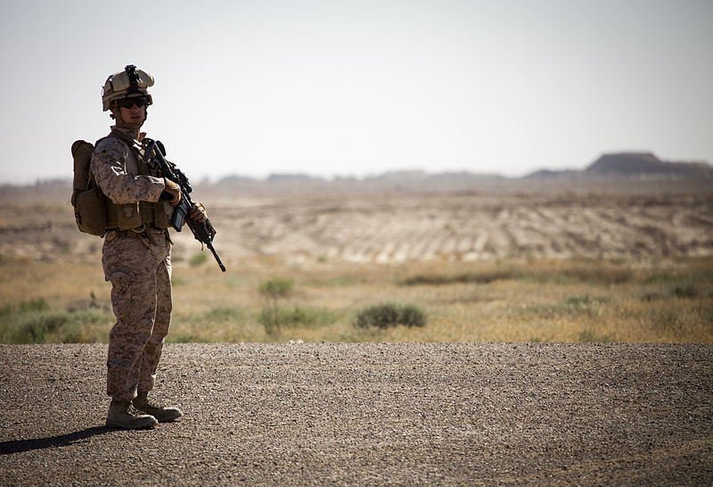 File:A U.S. Marine with the 2nd Battalion, 8th Marine Regiment, Regimental Combat Team 7 provides security during training at a mortar range near Camp Shorabak, Helmand province, Afghanistan, May 4, 2013 130504-M-RO295-027.jpg