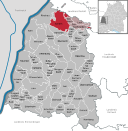 Acherns läge i Baden-Württemberg