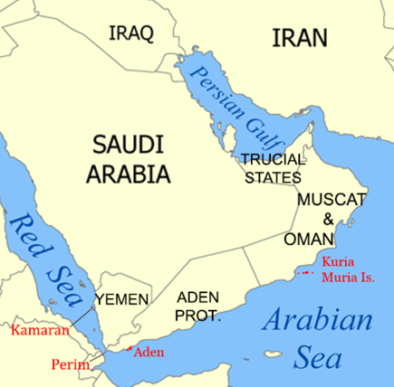 Arabian peninsula, 1937 Aden Colony dependencies.png