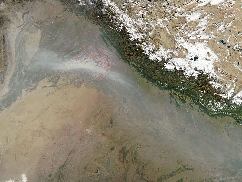 File:Aerial view of Air Pollution in North India, Agriculture Fires, October 2009.jpg