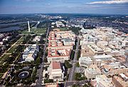 Aerial view of Federal Triangle - facing west