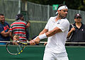 Alejandro Falla competing in the third round of the 2015 Wimbledon Qualifying Tournament at the Bank of England Sports Grounds in Roehampton, England. The winners of three rounds of competition qualify for the main draw of Wimbledon the following week.