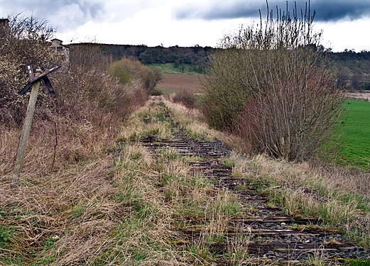 Disused track of the Almetalbahn railroad in Büren, Germany.