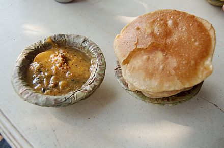 Potatoes and Puri, the Indian fried bread