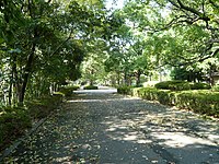 Wandelpaden in het park voor de verbouwingen