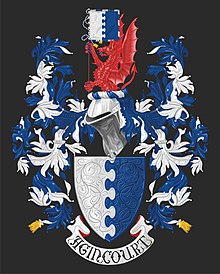 The Thomas armorial achievement as borne by the living descendants of the Rev. William Courtenay Thomas, himself an agnatic descendant of William ap Thomas. Armorial Achievement Jeffrey Thomas.jpg