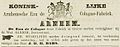 Advertentie uit augustus 1876. De Arnhemsche Eau de Cologne-fabriek voert het predicaat 'Koninklijke' in woord en beeld.