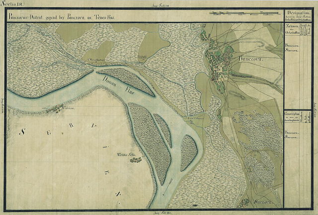 Panciova în Harta Iosefină a Banatului, 1769-72