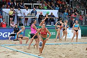 Deutsch: Beachhandball Europameisterschaften 2019 (Beach handball Euro); Tag 6: 7. Juli 2019 – Frauenfinale, Dänemark-Ungarn 2:0 (18:12, 23:22) English: Beach handball Euro; Day 6: 7 July 2019 – Women's Final – Denmark-Hungary 2:0 (18:12, 23:22)