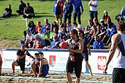 Deutsch: Beachhandball Europameisterschaften 2019 (Beach handball Euro); Tag 4: 5. Juli 2019 – Männer, Viertelfinale, Dänemark-Frankreich 2:0 (19:14, 12:10) English: Beach handball Euro; Day 4: 5 July 2019 – Quarter Final Men – Denmark-France 2:0 (19:14, 12:10)