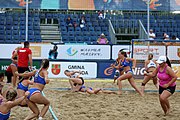 Deutsch: Beachhandball Europameisterschaften 2019 (Beach handball Euro); Tag 5: 6. Juli 2019 – Frauen, Halbfinale, Ungarn-Niederlande 2:0 (19:16, 15:12) English: Beach handball Euro; Day 5: 6 July 2019 – Semifinal Women – Hungary-Netherlands 2:0 (19:16, 15:12)