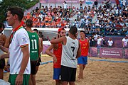 Deutsch: Beachhandball bei den Olympischen Jugendspielen 2018; Tag 7, 13. Oktober 2018; Jungen, Finale – Portugal-Spanien 1:2 English: Beach handball at the 2018 Summer Youth Olympics at 13 October 2018 – Boys Gold Medal Match – Portugal-Spain 1:2