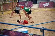 Deutsch: Beachhandball bei den Olympischen Jugendspielen 2018; Tag 5, 10. November 2018; Jungen, Hauptrunde - Ungarn-Portugal 0:2 English: Beach handball at the 2018 Summer Youth Olympics at 11 October 2018 – Boys Main Round – Hungary-Portugal 0:2