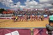 Deutsch: Beachhandball bei den Olympischen Jugendspielen 2018 in Buenos Aires; Tag 7, 13. Oktober 2018; Mädchen, Spiel um Platz Drei – Ungarn-Niederlande 2:0 English: Beach handball at the 2018 Summer Youth Olympics in Buenos Aires at 13 October 2018 – Girls Bronze Medal Match – Hungary-Netherlands 2:0 Español: Handball de playa en los Juegos Olimpicos de la Juventud Buenos Aires 2018 en 13 de octubre de 2018 – Partido por la medalla de bronce femenino - Hungría-Países Bajos 2:0