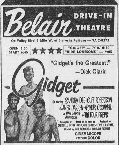 Drive-in advertisement from 1959