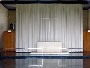 Chapel Interior: Steel Cross and Altar Better cross.jpg