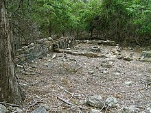 Remains of Bittangabee House, constructed by the Imlay Brothers and abandoned before completion c. 1844. Claimed by Kenneth McIntyre to be Portuguese and by Gavin Menzies as of Chinese construction. Bittangabee Bay Ruins.jpg