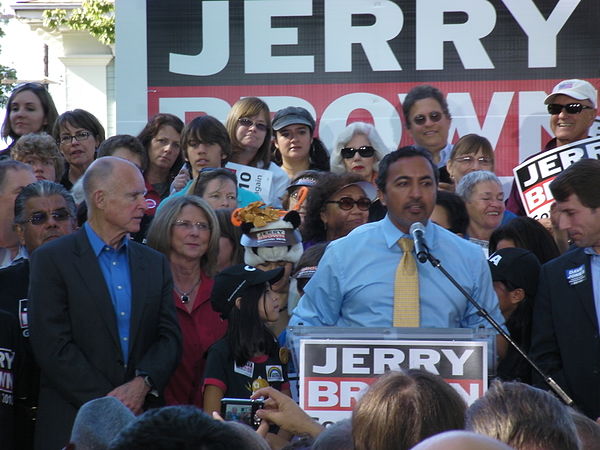 Bera at an October 2010 rally for Jerry Brown