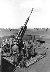 Flak 36 battery in firing position, Germany, 1943