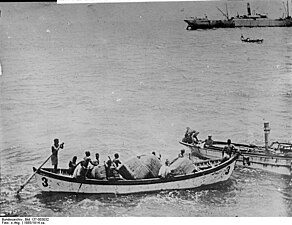 Bomull lastas på tyska skepp i Lomé 1885.