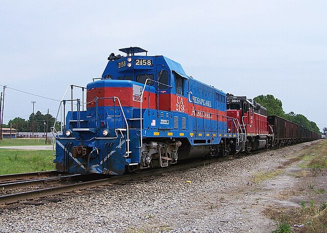 Chesapeake and Albemarle 2158 (an ex-ATSF GP7U) in Chesapeake, VA.