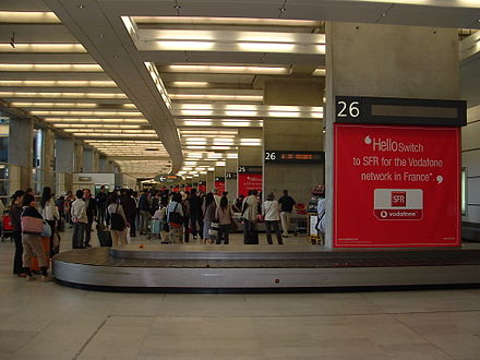Baggage claim at Paris' Charles-de-Gaulle Airport