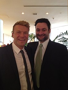 Christian Taylor and Dave Filoni at the Emmys for Clone Wars CLoneWarsEmmys.jpg