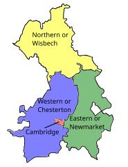 Map of parliamentary constituencies in Cambridgeshire 1885–1918