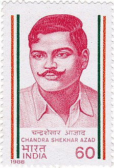 Chandra Shekhar Azad 1988 stamp of India.jpg