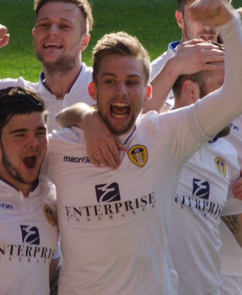 Taylor celebrating a goal for Leeds United in 2015