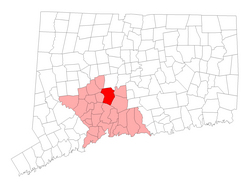 Location in New Haven County, Connecticut