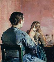 Braiding Her Hair, Christian Krohg, 1888