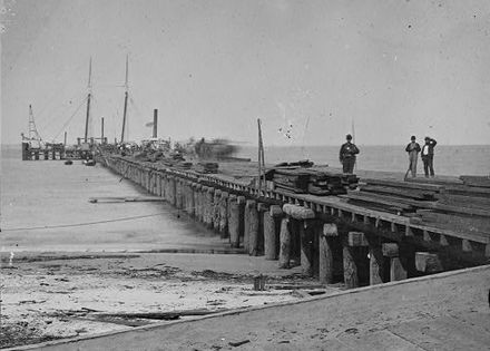 Dock built by Union troops on Hilton Head Island, April 1862