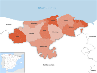 Kantabrien: Geographie und Klima, Comarcas, Gerichtsbezirke