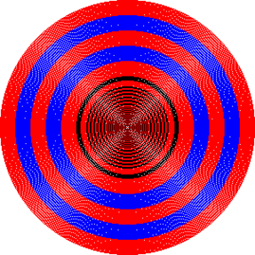 Concentric circles drawn with Bresenham's circle algorithm.png