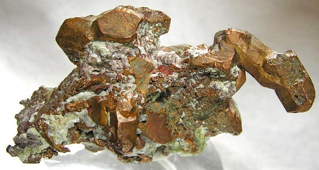 Old specimen of native copper from Houghton County. Houghton County hosted a major copper-mining industry in the late 19th and early 20th centuries.