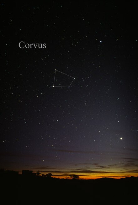 The constellation Corvus as it can be seen by the naked eye