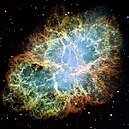 The Crab Nebula, a remnant of a supernova explosion that was seen in the year 1054