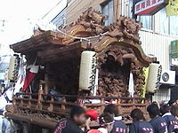 2003年10月、大阪市今津比枝神社秋祭りでの徳庵駅前だんじり競演