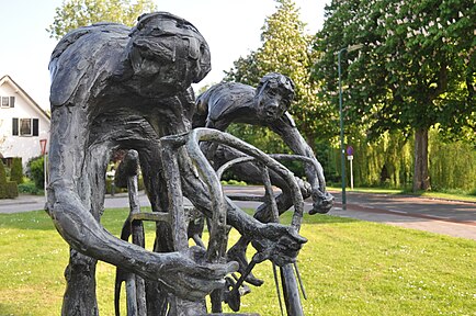 A Statue of cyclists on Racing bicycles