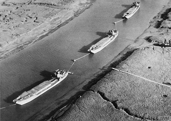 An example of deployed decoy Landing Craft Tanks.