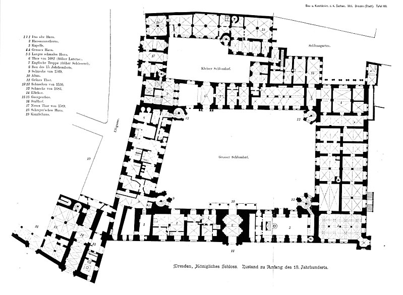 File:Dresden Schloss Grundriss Erdgeschoss um 1700 aus Gurlitt 1901 - geringe Qualität.jpg