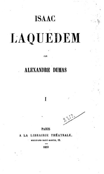 File:Dumas - Isaac Laquedem, 1853, tome 1.djvu