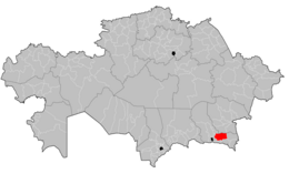 District d'Eńbekšiqazaq - Emplacement