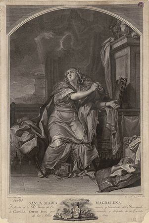 3. Esteban Boix d'après Charles Le Brun, Sainte Madeleine repentante, burin, copie en contrepartie de Gerard Edelinck, Biblioteca Nacional de España.